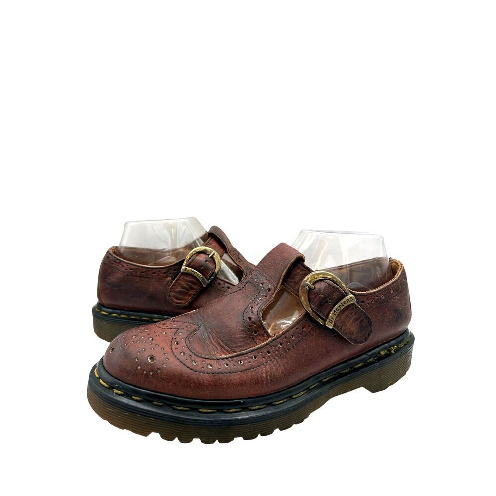 RARE Vtg Dr. Martens Wingtip Mary Jane Shoes Women's 7 Brown Leather ENGLAND